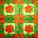 085 Weihnachten Blumen - 3-lagig (creme/Rand grün) - Ihr